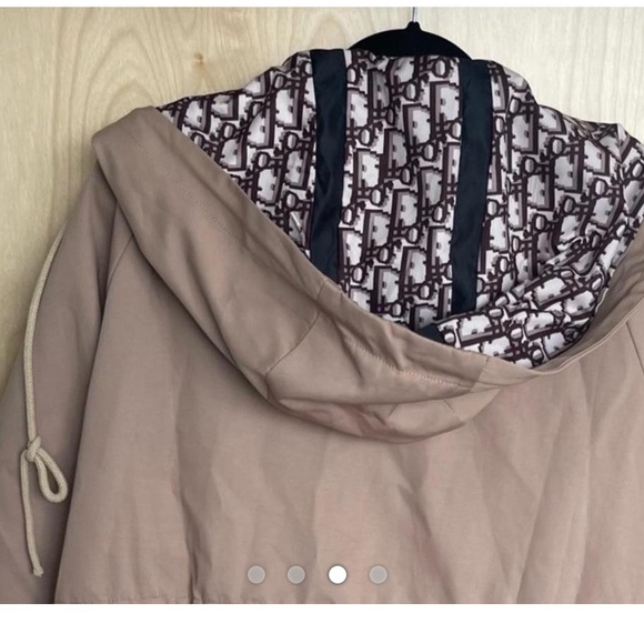 Designer monogram straight raincoat with hood - Picture 4 of 4